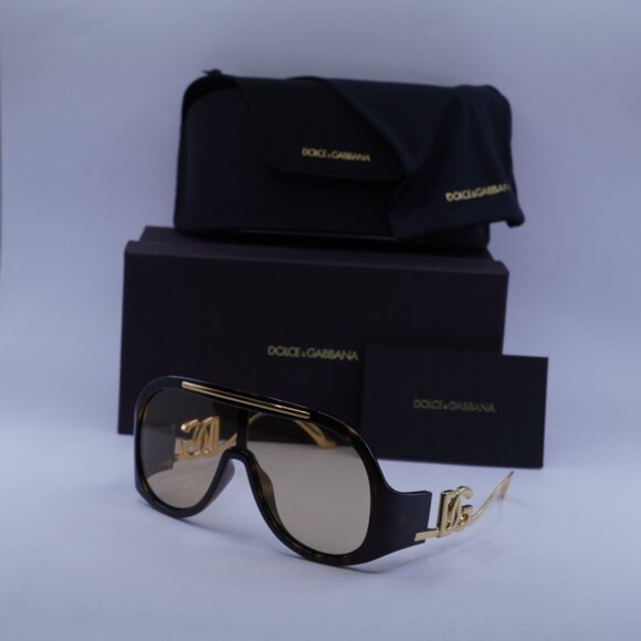 Dolce & Gabbana DG6202 502/93 Sunglasses Havana/Gold Aviator Frame, Brown Lenses - Picture 10 of 10